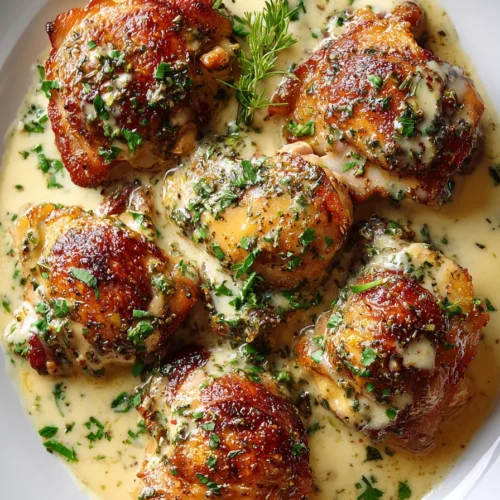 Easy Bobby Flay Chicken Thighs with Creamy Garlic Sauce-image